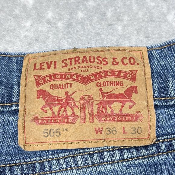 Levis 505 Jeans Mens Size 36 Blue Denim Jeans Regular Fit Straight - Picture 8 of 10